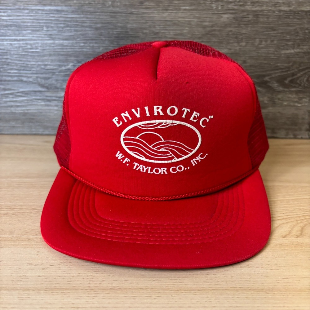 Vintage Envirotec Hat Cap Snapback Red Trucker WF Taylor CO Inc